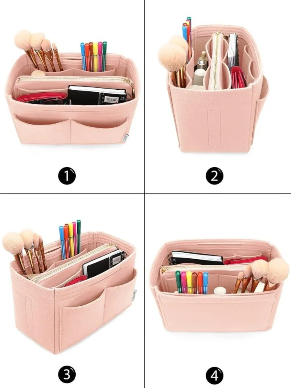 Felt Purse Organizer Insert - Tote Bag Shaper with 5 Dividers for Easy Storage